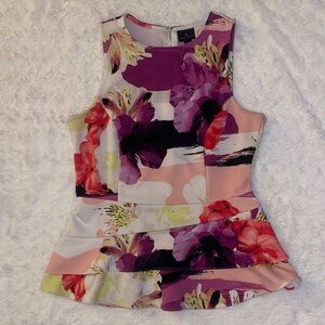 Worthington Floral Sleeveless Blouse - Purple, Pink, Red, Yellow